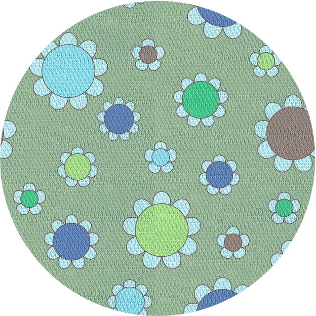 Ahgly Company Tapis d'Intérieur Ronds Transitionnels Bleu Vert Lavables à la Machine, 4 Pieds Rond