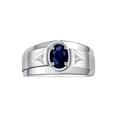 thumbnail image 1 of RYLOS Men's Rings Sterling Silver Classic 7X5MM Oval Gemstone & Diamond Ring Sapphire September Birthstone Rings For Men, Men's Rings, Silver Rings, Size 10, 1 of 7