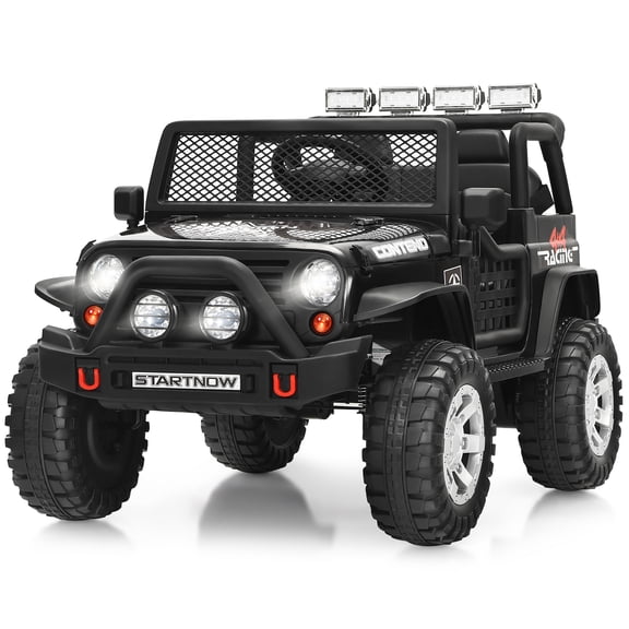 Costway Camion pour Enfants 12 V à Chevaucher, Voiture Électrique Télécommandée avec Lumières et Musique, Noir