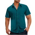 thumbnail image 1 of Admvng Chemises pour Hommes Décontractées Col Rabattu Boutonné Manches Courtes avec Poche P-3TG, 1 of 6