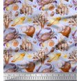 thumbnail image 1 of Soimoi Blue Moss Georgette Fabric Crab,Shell & Coral Ocean Decor Fabric Printed Yard 42 Inch Wide, 1 of 3