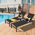 thumbnail image 1 of Gymax Lot de 2 Chaises Longues de Patio Réglables - Ensemble de 2, Noir, Dossier à 6 Positions et Cadre en Aluminium Léger, 1 of 10