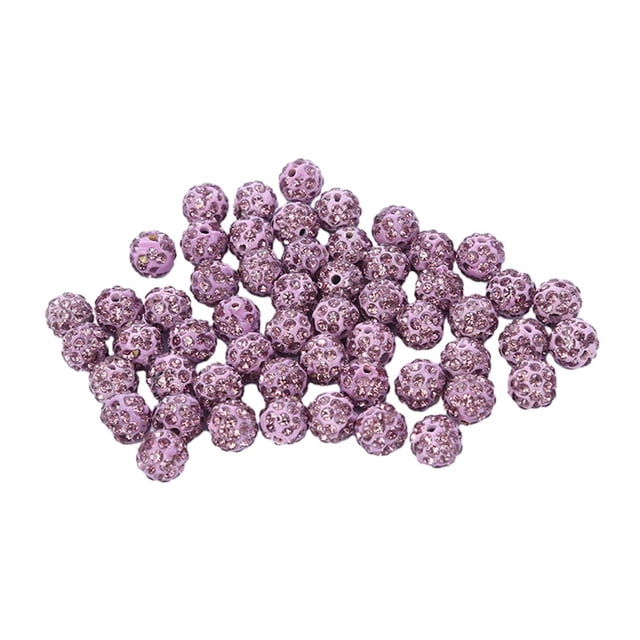 BUYISI Sparkly Rhinestone Round Beads Polymer Clay Pave Disco Ball Beads 10mm Lilac Colour