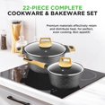 thumbnail image 2 of NutriChef 22-Piece Black Marble Non-Stick Induction Cookware and Bakeware Set - Professional Home Kitchen Collection with Multi-Sized Pots, Pans, and Heat-Resistant Tools, 2 of 5