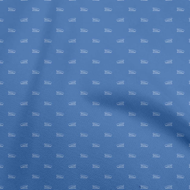 oneOone Cotton Poplin Medium Blue Fabric Retro Stapler Craft Projects Decor Fabric Printed By The Yard 42 Inch Wide