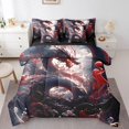 thumbnail image 1 of Ensemble de couette de literie YST Magic Dragon, 7 Pcs, Dragon noir et rouge, complet, 1 of 4