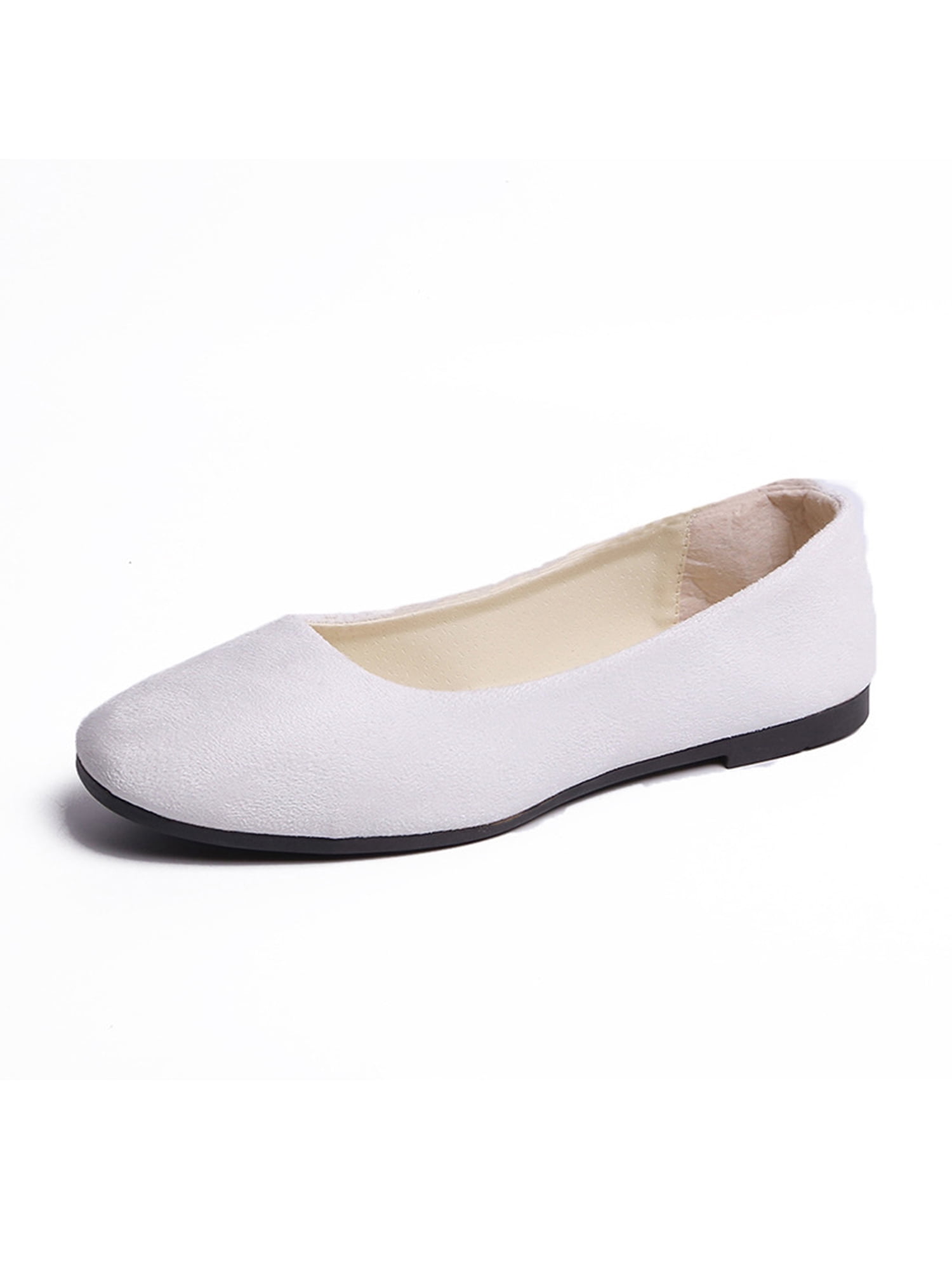 MAWCLOS Chaussures Décontractées pour Femmes Chaussures de Marche Confort à Enfiler Ballerines Mode Bout Carré Ballerine de Soirée Blanc 6.5