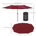 thumbnail image 3 of Outsunny Parasol de Terrasse Double Face de 4,5 m (15 Pi), Rouge Bordeaux, 3 of 10
