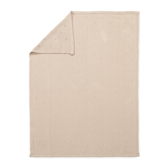 Beige Organic Cotton Knit Baby Blanket 30" x 40"