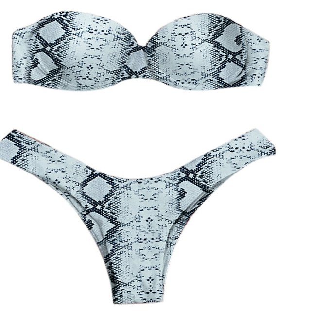 Women Summer Two-piece Bikini Set Push-up Padded Tube Top Triangle