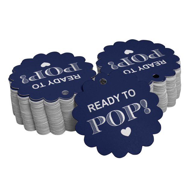Inkdotpot 100 Pack Ready To Pop Baby Shower Favor Paper Tags Craft Real Silver Foil Hang Tags