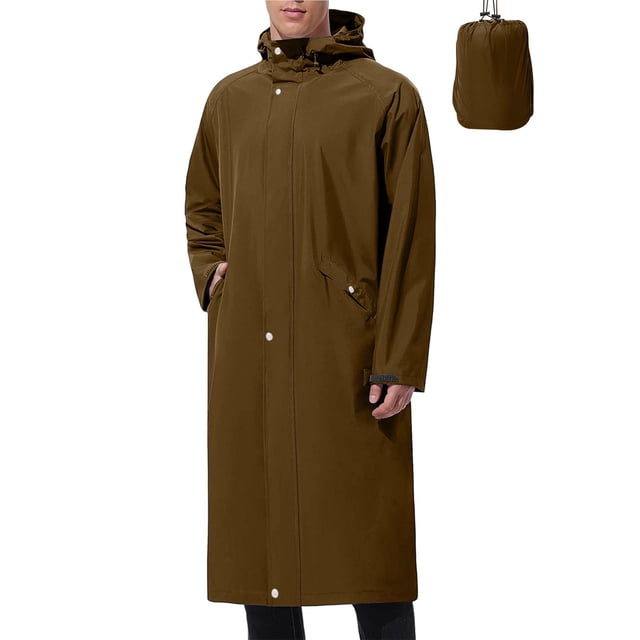 Pitauce Ponchos de Pluie Longs à Capuche pour Hommes, Fermeture Éclair Complète, Imperméables, Vestes de Pluie Compressibles pour Course, Randonnée, Cyclisme, Manteau de Pluie avec Poches