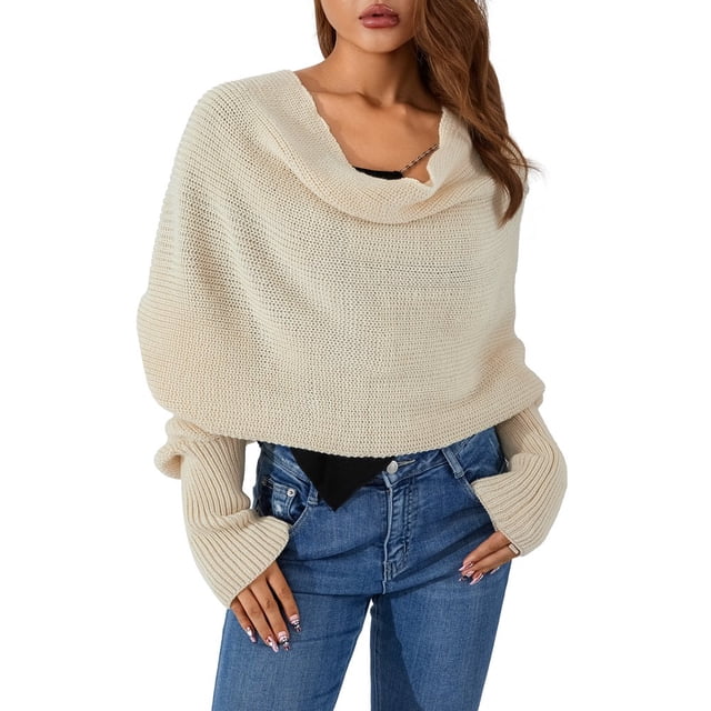 Womens Men Scarf Knitting Wrap Sweater Multi-Use Knitted Autumn Winter Solid Color Scarf with Sleeves