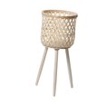 thumbnail image 2 of DOLITY Rattan Basket Floor Planter Versatile Home Decor for Home Office Wooden Legs Beige 61x27.5cm, 2 of 9