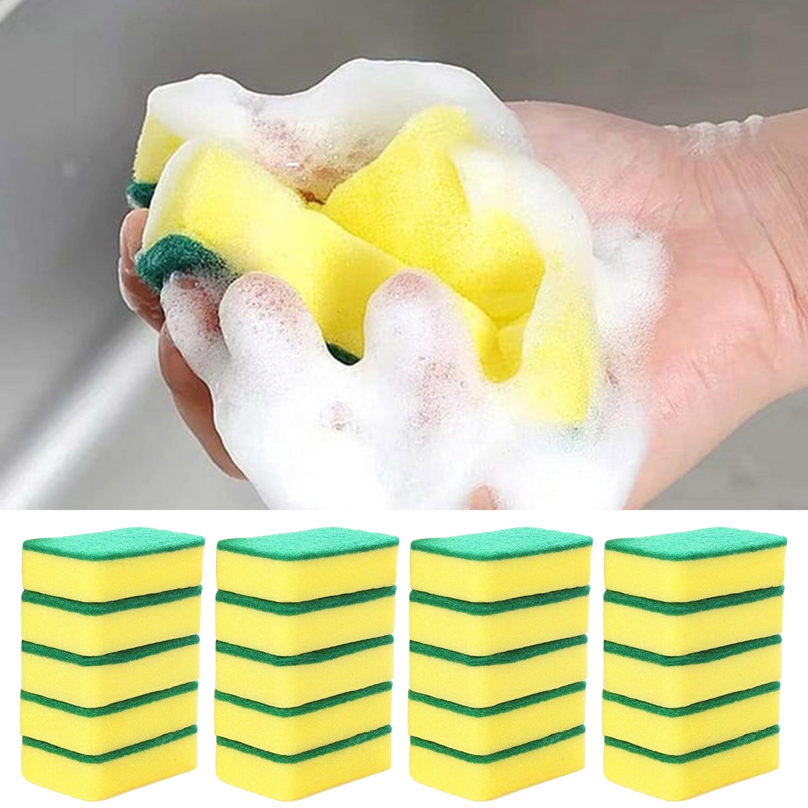 Cleaning Brush Kitchen Cleaning Sponges 20 Pack Non Scratch Scrubbing Sponges Heavy Duty Dish Sponges for Household Bathroom Apartments Car Cleaning