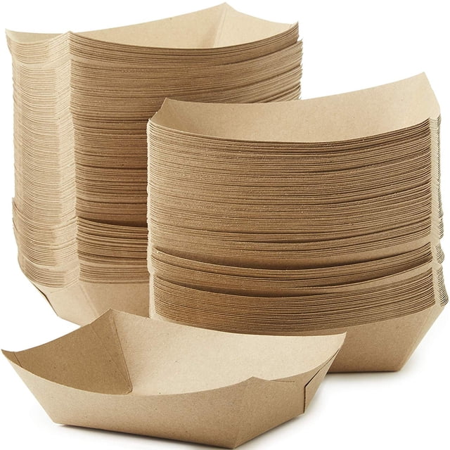 Avant Grub 3lb Kraft Brown Extra Sturdy Disposable Rectangular Paper Food Trays, 50 Ct