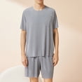 thumbnail image 2 of WRKEKC Ensemble de Pyjama pour Homme Décontracté Col Rond Manches Courtes Short Ensemble de Nuit pour Homme Été Tenue d'Intérieur, 2 of 3