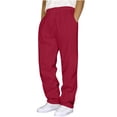 thumbnail image 2 of LIBRCLO Sweatpants Men Baggy Joggers Straight Leg Sweat Pants Mens Sweatpants Open Bottom, Red L, 2 of 5