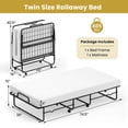 thumbnail image 3 of Costway Twin Size Folding Bed 38" x 75" Rollaway Guest Bed Portable Sleeper Bed, 3 of 10