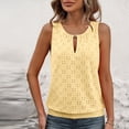 thumbnail image 4 of Eiyaclvo Womens Tank Tops Trendy Keyhole Crew Neck Sleeveless Tops Summer Solid Color Basic Cami Tops 2025 Fashion Embroidery Eyelet Tops, 4 of 9