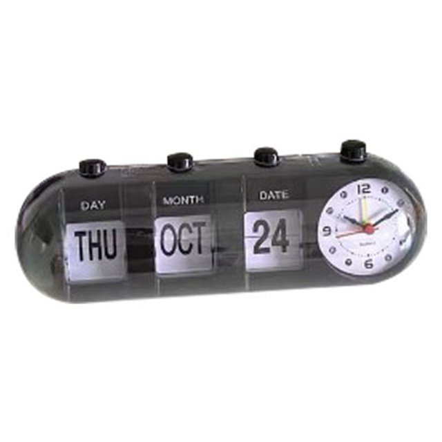 Calendar Alarm Clock Innovative Shape Decorative Jump Desktop Clock for Home Living Room Bedroom Office Black