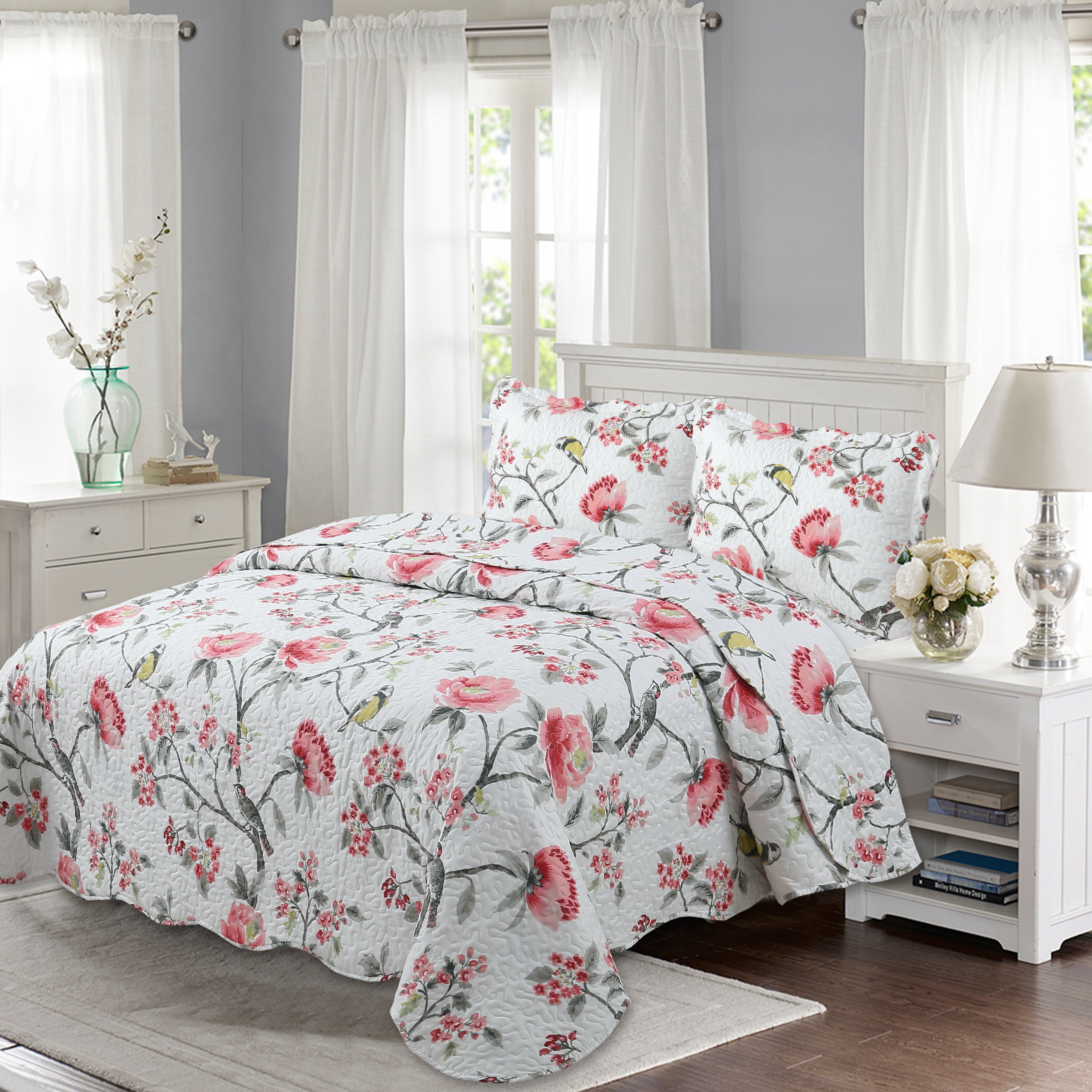 Marina Decoration Rich Printed Stitching Coverlet Bedspread Ultra Soft Summer Bedding Quilt Set with Quilted Sham