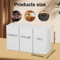thumbnail image 3 of 3 Pcs Coffee Tea Sugar Container Set, 3.35x3.35x5.9 Inch,Metal Teas and Coffee Canisters Set with Lids, Black Canisters Sets for Kitchen,Food Storage Container Jars for Kitchen Counter Storage(White), 3 of 9