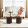 thumbnail image 2 of Wirrytor Oval Fluted Coffee Table, Farmhouse Wood Coffee Table Mid Century Modern Center Table Boho Living Room Tables for Living Room Office (Walnut), 2 of 7