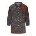 thumbnail image 4 of Pompotops Mode Femme Ample Col en V Manches 3/4 Imprimé devant Bouton Cardigan Chemise Hauts T-shirt Liquidation, 4 of 6