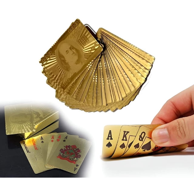 Peeplvalue Gold Plated Poker Playing Cards Pack Of 4 | Pure Pvc Table Cards - Golden | Gift For Family & Friends | Waterproof Playing Cards