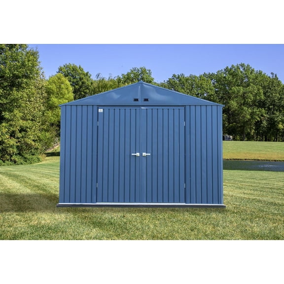 Arrow Elite Steel Storage Shed, 10x8, Blue Grey
