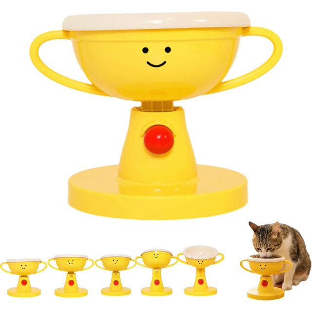 Bol pour Chat Réglable, Gamelle Surélevée à 30° avec Support Incliné Surélevé/gamelles Empilables/cinq Niveaux de Hauteur Réglables pour Chats et Chatons, Ensemble Ergonomique de Distributeur de Nourriture et d'Eau pour Animaux (Céramique)