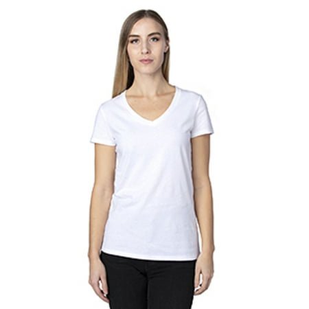 T-Shirt à Manches Courtes Col en V pour Femmes - Blanc - m