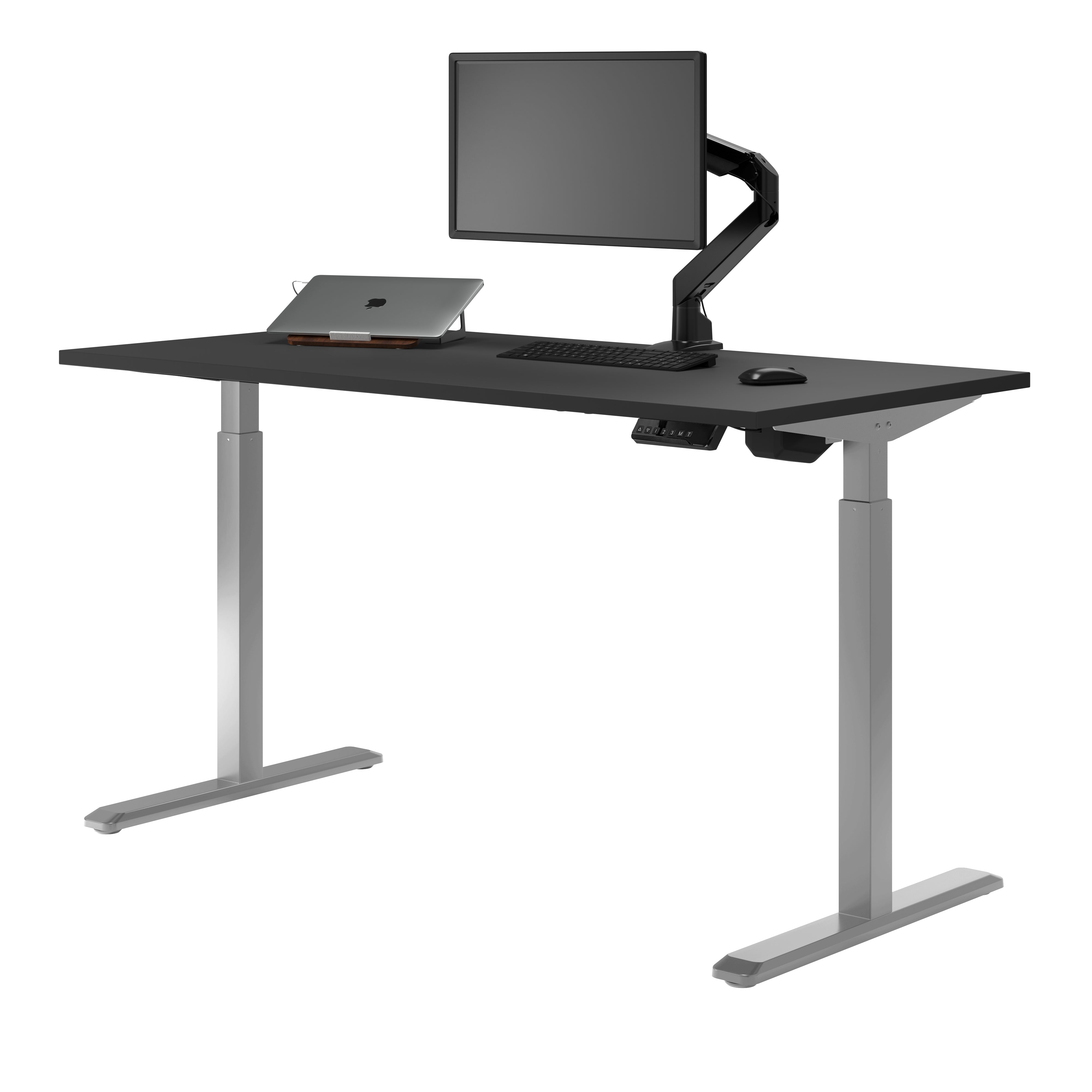 Desky Single Sit Stand Gaming Desk - Black / 47.2 x 29.5 Inches / Grey