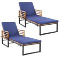 thumbnail image 2 of Gymax 2 Pcs Chaise Longue d'Extérieur avec Dossier Réglable à 4 Positions pour Cour Arrière au Bord de la Piscine, 2 of 10