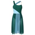 thumbnail image 1 of RUNQHUI Robe Justaucorps Sans Manches en Maille à Blocs de Couleur pour Danse Lyrique Contemporaine Moderne pour Femmes Vert P, 1 of 6