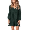 thumbnail image 2 of Ketyyh-chn99 Robes d'Été pour Femmes Robe Évasée à Fleurs Robes T-shirt Décontractées Robe de Plage Bohème à Manches Longues Vert,4TG, 2 of 4
