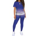 thumbnail image 1 of Innerwin Survêtements Dégradé Ensemble de Jogging pour Femmes Col Rond Skinny Deux Pièces Bleu 4TG, 1 of 4