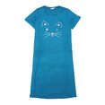 thumbnail image 1 of Agnes Orinda Nuisettes pour Femmes Grande Taille Fête des Mères Col Rond Manches Courtes Robe de Nuit Imprimé Chats Pyjamas Détente Maison avec Poche 2X Bleu Paon, 1 of 5