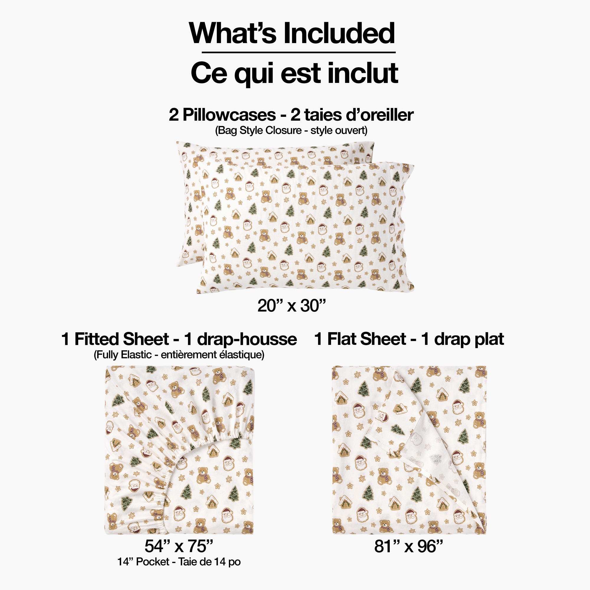 Holiday Time Twin Flannel Sheet Set