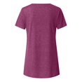 thumbnail image 4 of Pompotops Women Plus Size Button Solid Round Neck Short Sleeve Irregular T-shirt Blouse Tops, 4 of 5