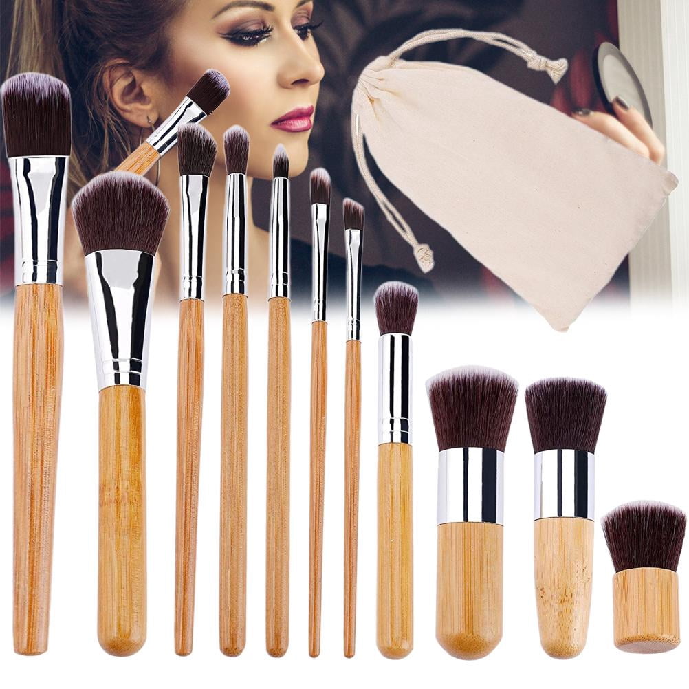 Makeup Brush Natural Bamboo Make Up Brushes Set Soft Powder Cream Cosmetics Brushes Kit