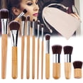 thumbnail image 1 of Makeup Brush Natural Bamboo Make Up Brushes Set Soft Powder Cream Cosmetics Brushes Kit, 1 of 8