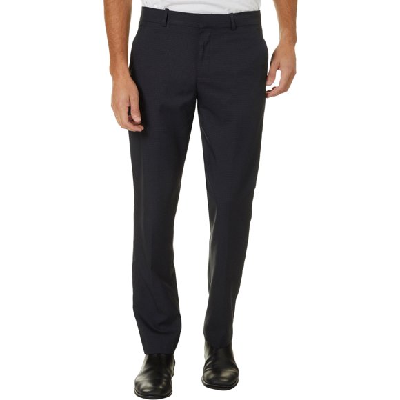 Perry Ellis Men's Portfolio Modern Fit Performance Pant, Black Check, 38x30