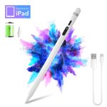 Stylus stylo pour iPad 2018-2025, plus rapide, LED Affichage, Sensibilité de Tilt, Précision de Pixel, Stylus Pen pour iPad 11/10/9/8/7/6th Gen, Pro 12.9/11/13 pouces M4, Air 3/4/5/M2/M3, Mini 5/6th, blanc