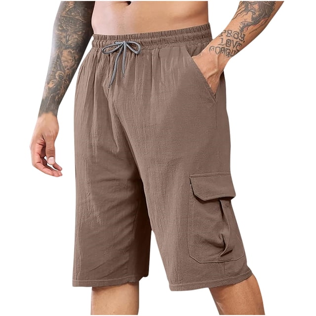 Birdeem Mens Shorts Mens Summer Leisure Comfortable Button Pocket Elastic Waist Shorts