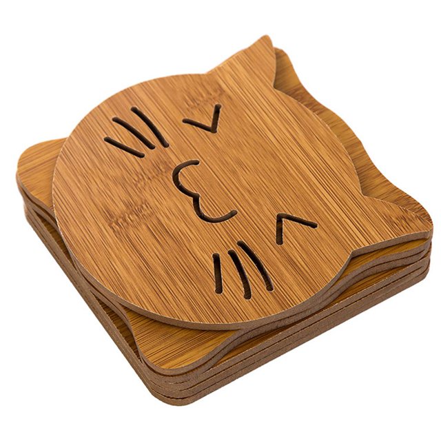 pitrice Hollow Cartoon Design Cup Mug Hot Pot Table Wooden Pad Heat Insulation Desk Mat Non-slip Plate