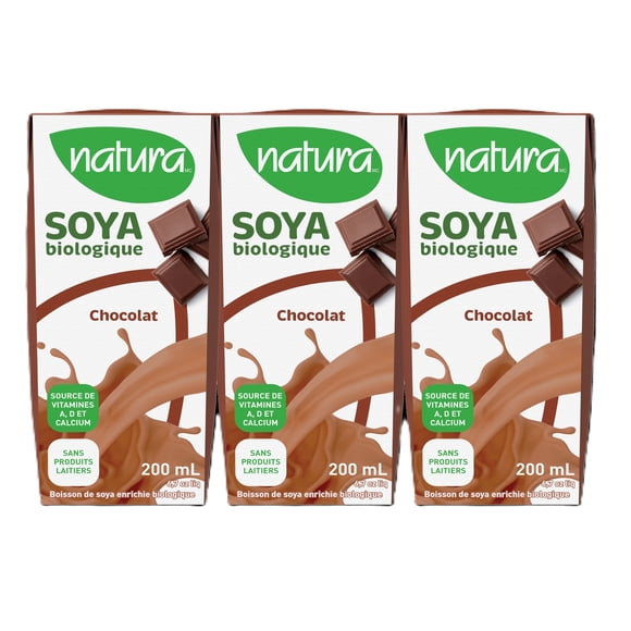 Natura, Mini boisson de soja, au chocolat, biologique, 200ml, paquet de 3