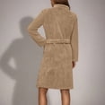 thumbnail image 3 of Womens Plush Fleece Robe Knee Length Cozy Fuzzy Bathrobe with Belt Shawl Collar Warm Soft Towel Robes Khaki, S, 3 of 4