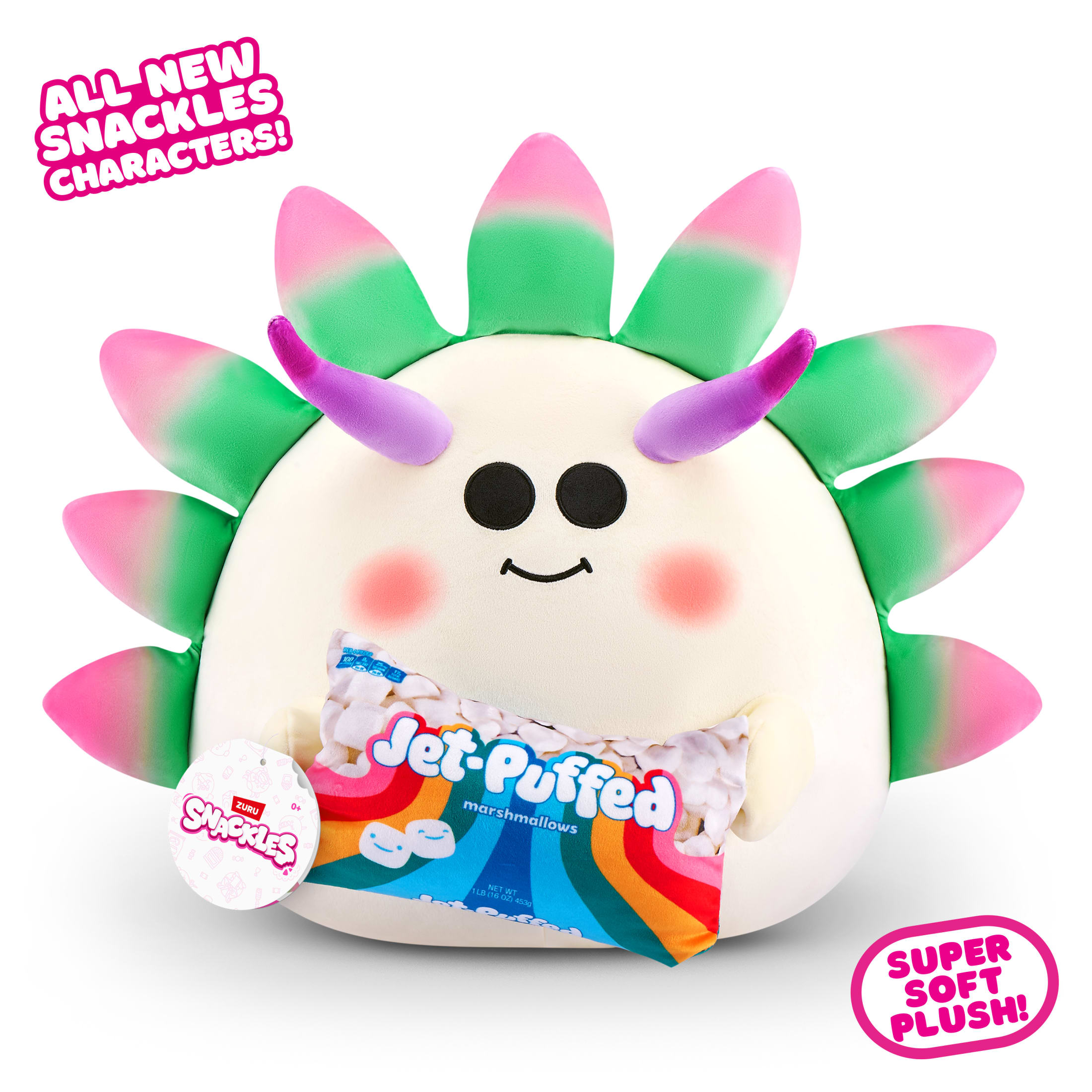 Snackles Peluche série 3 14 pouces sous licence de ZURU (Sea leaf slug w/Jet-Puffed) de ZURU, Peluche avec licence accessoires Snack Brand